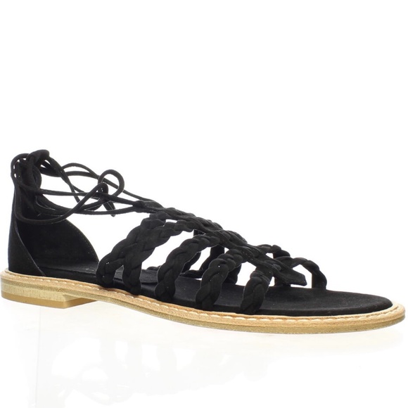 Right Bank Shoe Co Babe Black Suede Leather Flat Sandals - Made in Italy - 7 - Picture 6 of 13